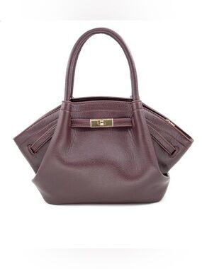 BC Women's Structured Pebbled Leather Tote Bag - Deep Plum